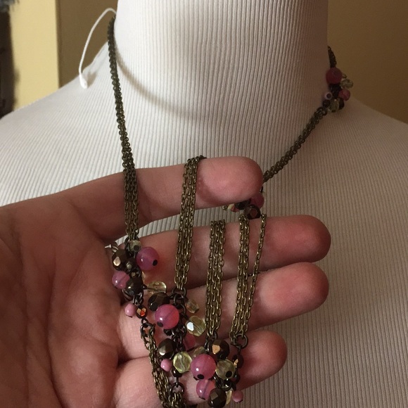 Anthropologie 36”Tri-Strand SemiPrecious Bunches of Gems on Brass/Gold NEW - Picture 7 of 8